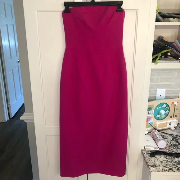 NWT Milly Pink Strapless Midi Dress - Picture 3 of 4